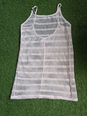 Crochet Knit Tank Cover in Light Beige